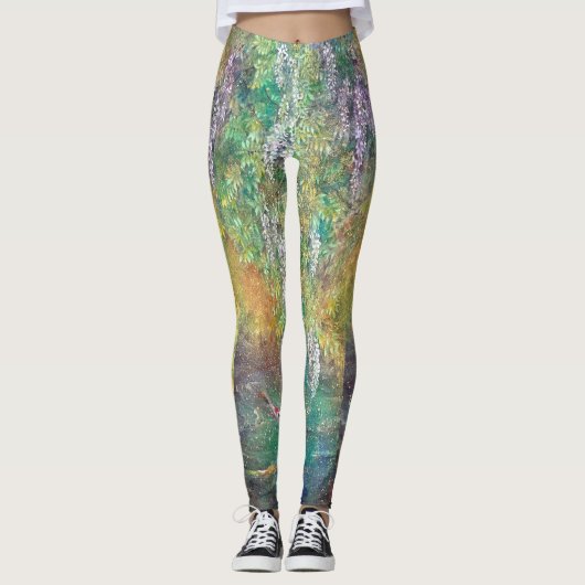 Ethereal Wisteria: The Koi's Golden Dream Leggings (Vorderseite)