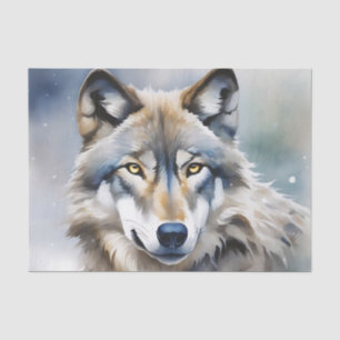 Ethereal Wolf Watercolor Portrait Seidenpapier