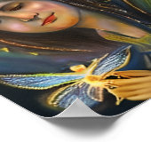 Ethereal Woman Holding Gold Fairylike Butterflies Poster (Ecke)