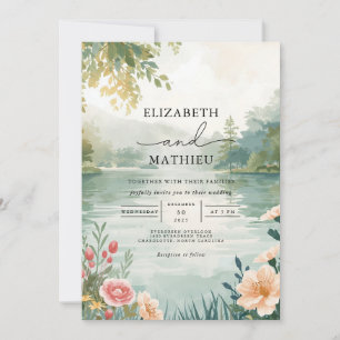 Ethereal Woodland Waterscape Hochzeit Einladung