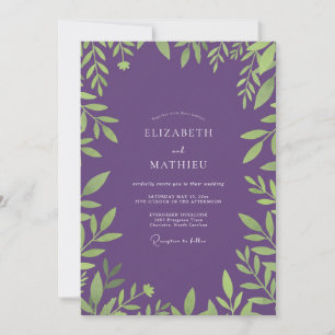 Ethereale Amethyst-Blatt-Hochzeit Einladung