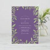 Ethereale Amethyst-Blatt-Hochzeit Einladung (Stehend Vorderseite)