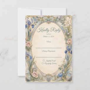 Ethereale Art Nouveau Florale Hochzeitsromantik RSVP Karte