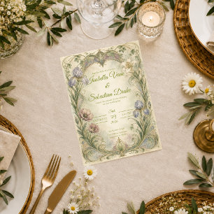 Ethereale Art Nouveau-Gartenhochzeit Einladung