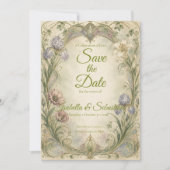 Ethereale Art Nouveau-Gartenhochzeit Save The Date (Vorderseite)
