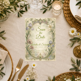 Ethereale Art Nouveau-Gartenhochzeit Save The Date