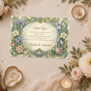 Ethereale Art Nouveau Iris Hochzeit Dankeskarte