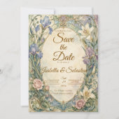 Ethereale Art Nouveau Iris Hochzeit Save The Date (Vorderseite)