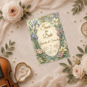 Ethereale Art Nouveau Iris Hochzeit Save The Date