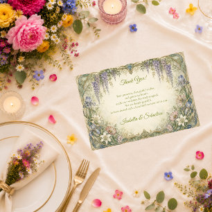 Ethereale Art Nouveau Wisteria-Romantik-Hochzeit Dankeskarte