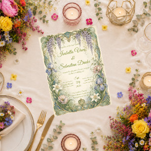 Ethereale Art Nouveau Wisteria-Romantik-Hochzeit Einladung