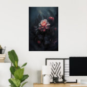 Ethereale Blumen Dunkle Botanische Kunst, Dunkel Poster (Heimbüro)