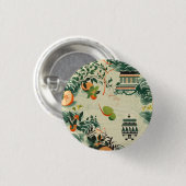 Ethereales Orangenmuster mit Zen-Tempeln Button (Vorne & Hinten)