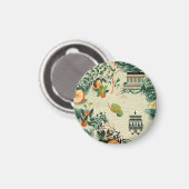 Ethereales Orangenmuster mit Zen-Tempeln Magnet (Vorderseite/Rückseite)