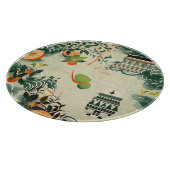 Ethereales Orangenmuster mit Zen-Tempeln Schneidebrett (Ecke)