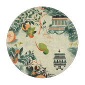 Ethereales Orangenmuster mit Zen-Tempeln Schneidebrett (Vorderseite)