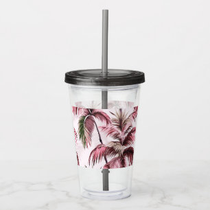 Ethereales Rosé-Palmenmuster Acryltrinkbecher