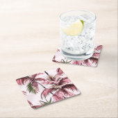 Ethereales Rosé-Palmenmuster Rechteckiger Pappuntersetzer (Vor Ort)