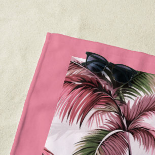 Ethereales Rosé-Palmenmuster Strandtuch