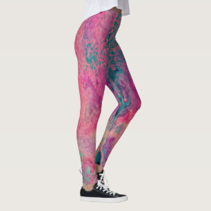 „Ethereales Vellum“ – Pink Türkis Blau Abstract Leggings