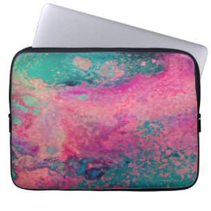 „Ethereales Vellum“ – Pink Türkis Blau Abstrakt Laptopschutzhülle