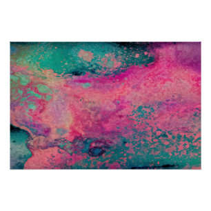 „Ethereales Vellum“ – Pink Türkis Blau Abstrakt Poster