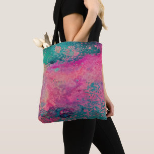 „Ethereales Vellum“ – Pink Türkis Blau Abstrakt    Tasche