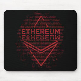 Ethereum binäres Rot auf schwarzer Mausunterlage Mousepad