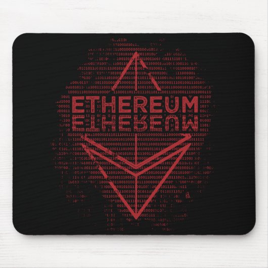 Ethereum binäres Rot auf schwarzer Mausunterlage Mousepad (Vorne)