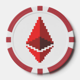 Ethereum ETH 8-Bit rotes Logo   Poker Chips