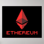 Ethereum ETH 8-Bit Rotes Logo | Poster (Vorne)