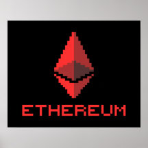 Ethereum ETH 8-Bit Rotes Logo | Poster