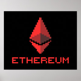 Ethereum ETH 8-Bit Rotes Logo | Poster