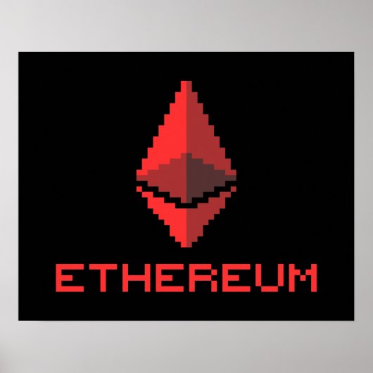 Ethereum ETH 8-Bit Rotes Logo | Poster (Vorne)