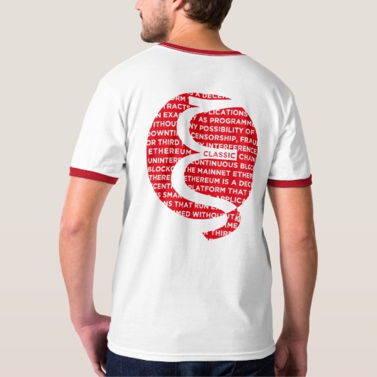 Ethereum klassisches (rotes) Doppeltes versah T-Shirt (Schwarz voll)