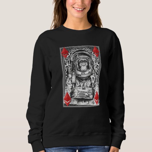 Ethereum Space Monkey Crypto Moon Kryptowährung E Sweatshirt (Vorderseite)
