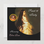 ETHERNALE SCHÖNHEIT, SCHWEET 16 GELB, SCHWARZ-WEIS EINLADUNG (Vorderseite)