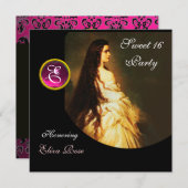 ETHERNALE SCHÖNHEIT, SCHWEET 16,PINK,SCHWARZ,WEISS EINLADUNG (Vorne/Hinten)
