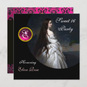 ETHERNALE SCHÖNHEIT, SCHWEET 16,PINK,SCHWARZ,WEISS EINLADUNG (Vorne/Hinten)