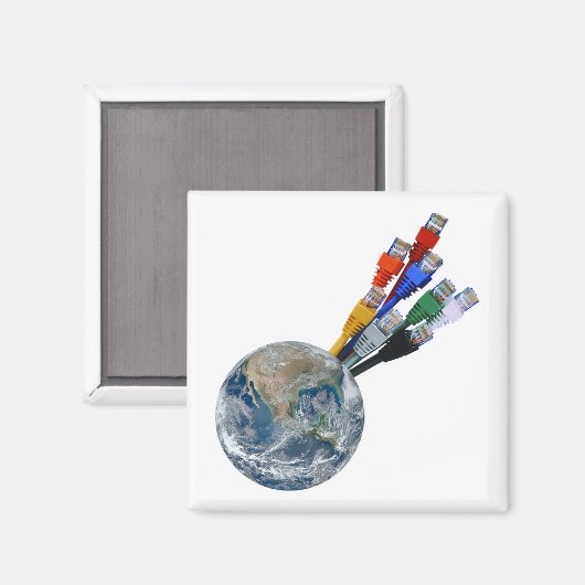 Ethernet-Netzwerk vernetzte Erde Magnet (Vorderseite/Rückseite)