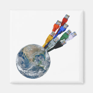 Ethernet-Netzwerk vernetzte Erde Magnet