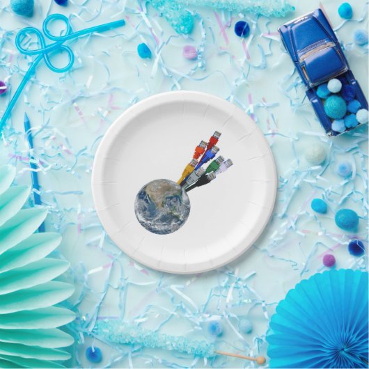 Ethernet-Netzwerk vernetzte Erde Pappteller (Party)