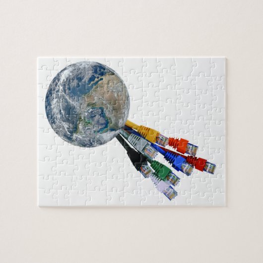 Ethernet-Netzwerk vernetzte Erde Puzzle (Horizontal)