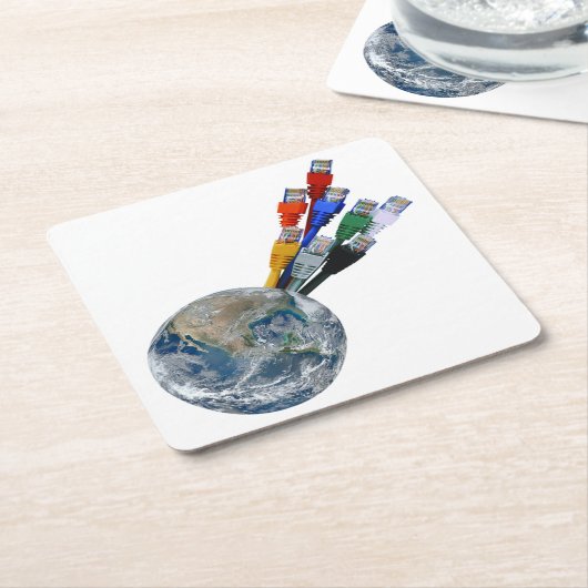 Ethernet-Netzwerk vernetzte Erde Rechteckiger Pappuntersetzer (angewinkelt)