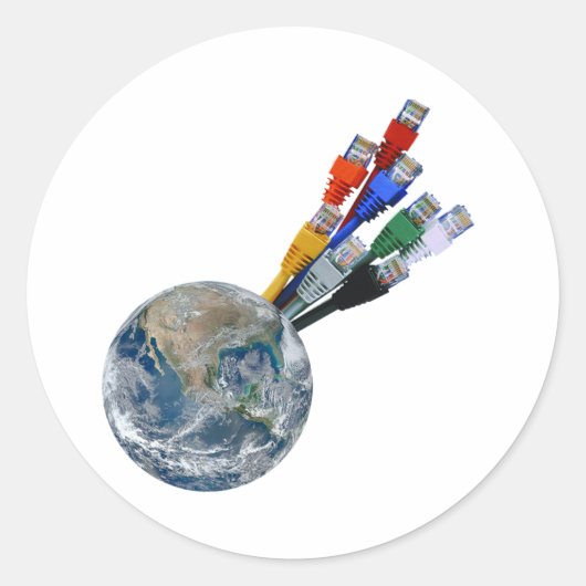 Ethernet-Netzwerk vernetzte Erde Runder Aufkleber (Vorderseite)