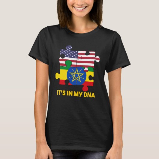 Ethiopia Ethiopians Africa Flag Proud DNA American T-Shirt (Vorderseite)