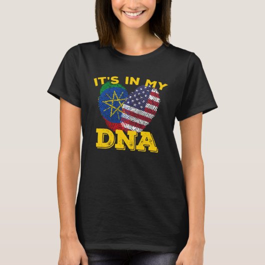 Ethiopia Ethiopians Africa Flag Proud DNA American T-Shirt (Vorderseite)