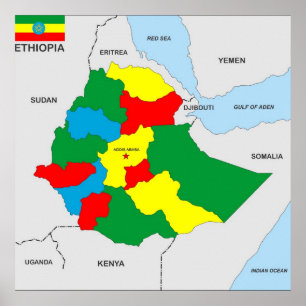 Ethiopia-Länderkarte Poster