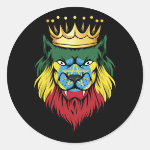 Ethiopia Lion King Flag Runder Aufkleber