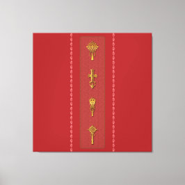 Ethiopian Orthodox Crosses – Gold on Red Leinwanddruck